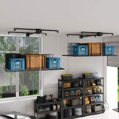 Overhead Garage Storage Rack For High Ceilings & Safety Lock - Black