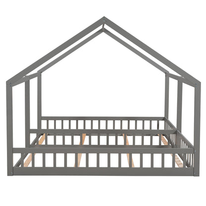House Platform Beds, 2 Shared Beds, Metal Frame With Guardrails