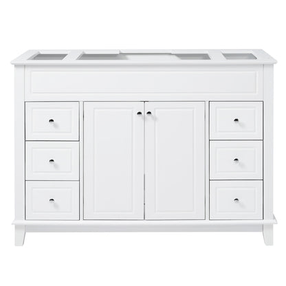 Bathroom Vanity Cabinet Only, 6 Soft Close Drawers & Double Doors With 2 Tier Shelves - White