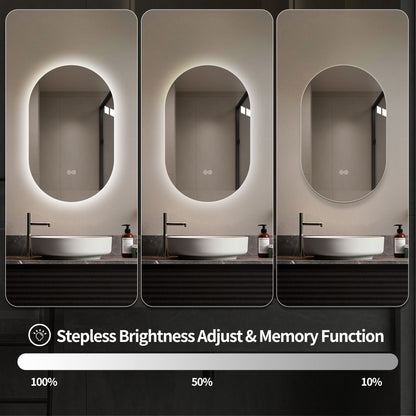 Smart Wall Mounted LED Touch Screen Mirror With Anti-Fog Function And Adjustable Lighting