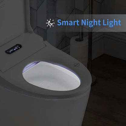 Smart Bidet Toilet Seat With Side Knob Adjustable Heated Seat With Water Temperature And Pressure Adjustment Portable Bidet - White