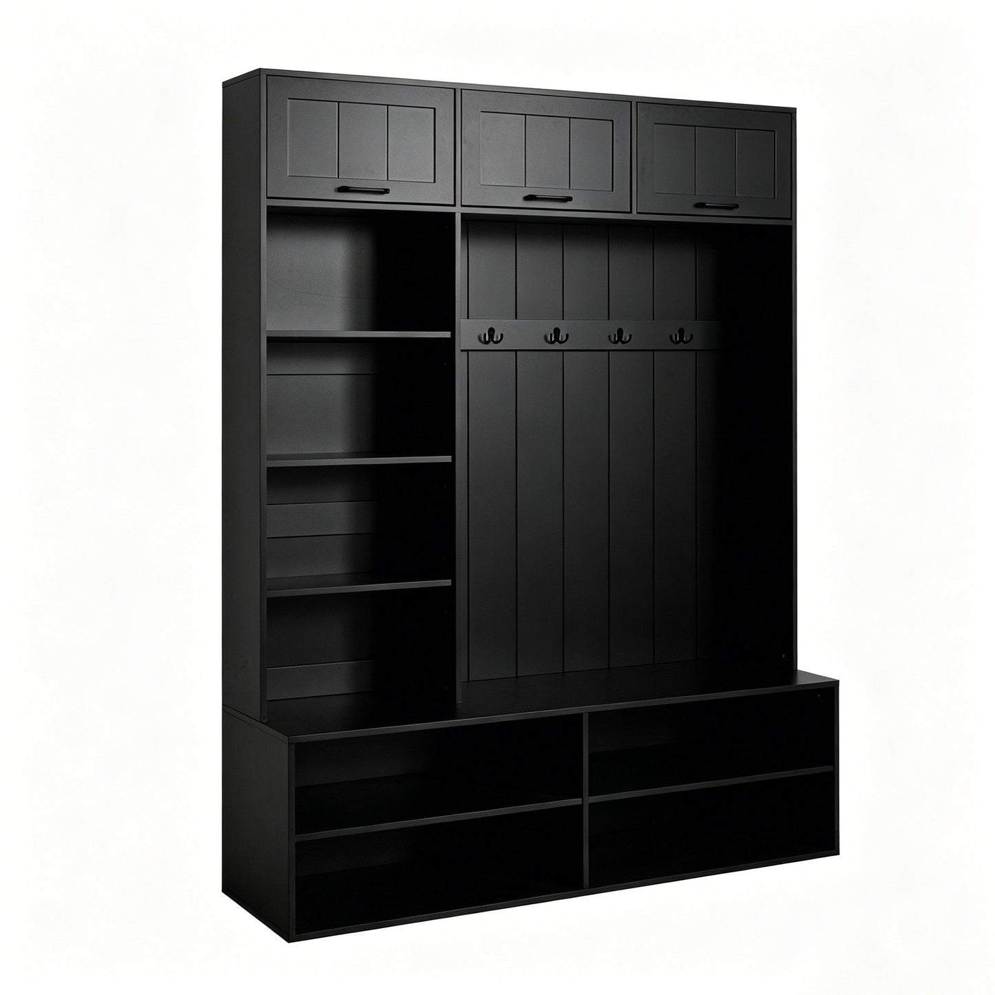 Farmhouse Hall Tree & Bench And Shoe Storage