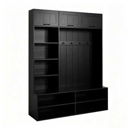 Farmhouse Hall Tree & Bench And Shoe Storage