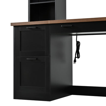 Farmhouse Computer Desk With Hutch