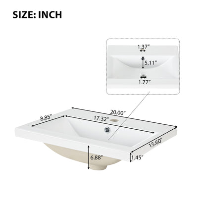 Modern Bathroom Vanity With Sink, Adjustable 2 Tier Shelf
