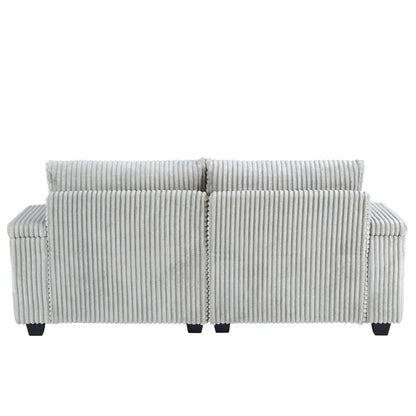Modern Chaise Sofa With Adjustable Backrest, Cup Holders, Phone Holder & Storage Compartments For Living Room