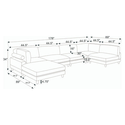 Modern Modular Sectional With Adjustable Back Support