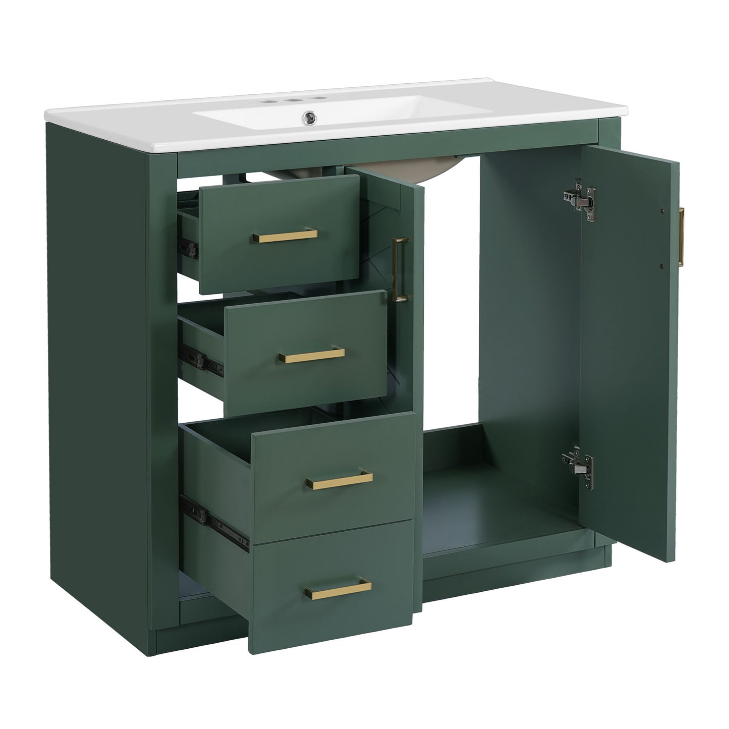 Bathroom Vanity With Sink Combo, Storage Cabinet, Freestanding Set With 3 Drawers & Soft Closing Doors