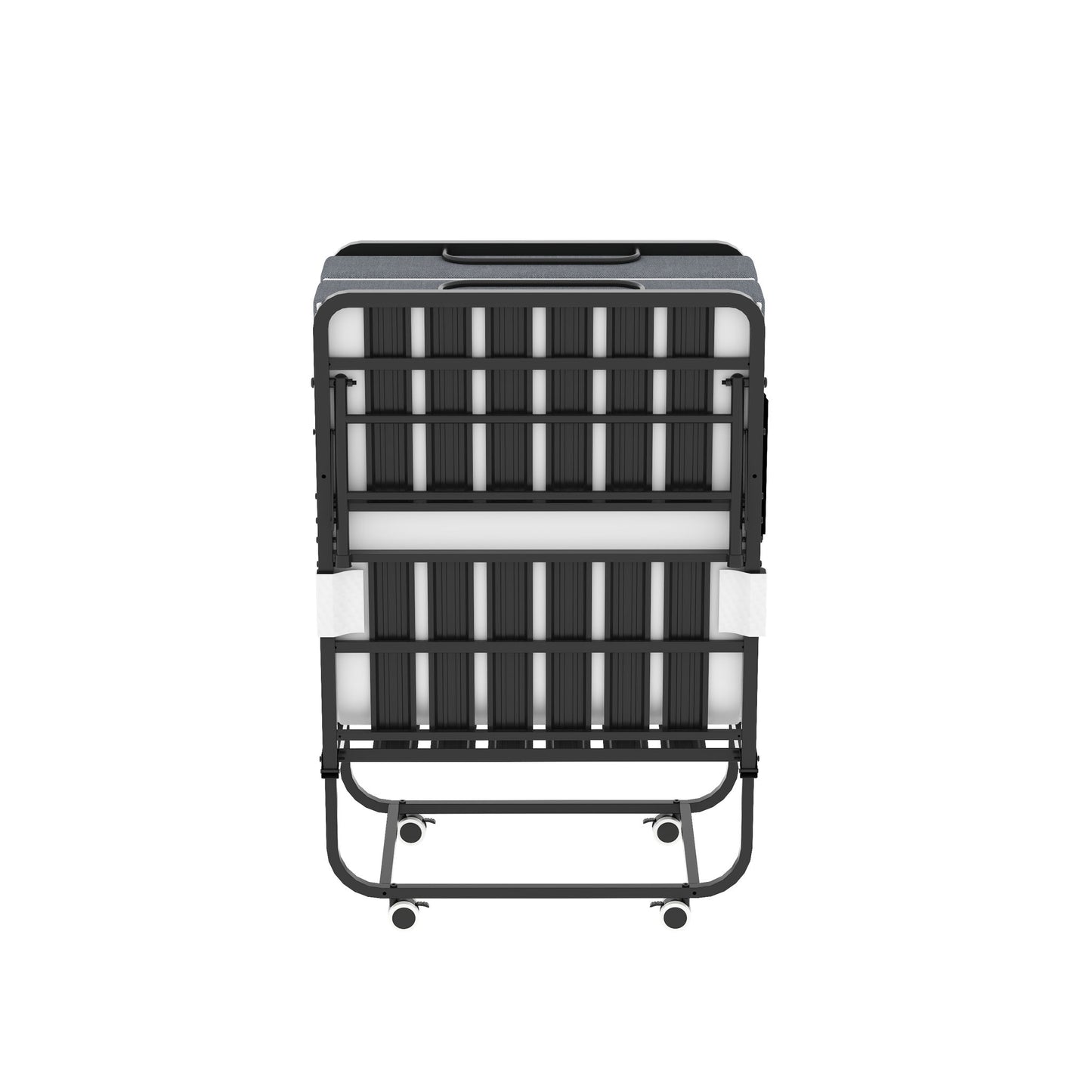 Twin Folding Bed With Memory Foam Mattress, Space Saving Rollaway Guest, On Wheels, Portable For Adults & Guests - Black