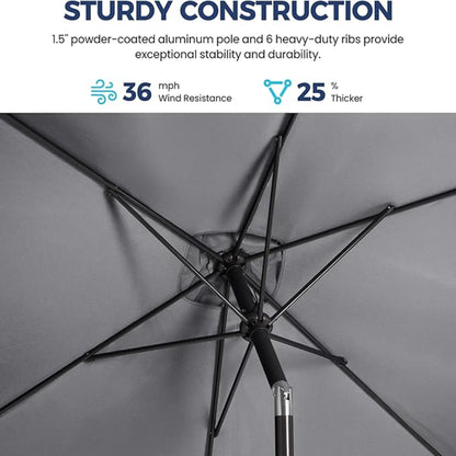 Rectangular Patio Umbrella With Crank Tilt, Polyester UV-Resistant Canopy