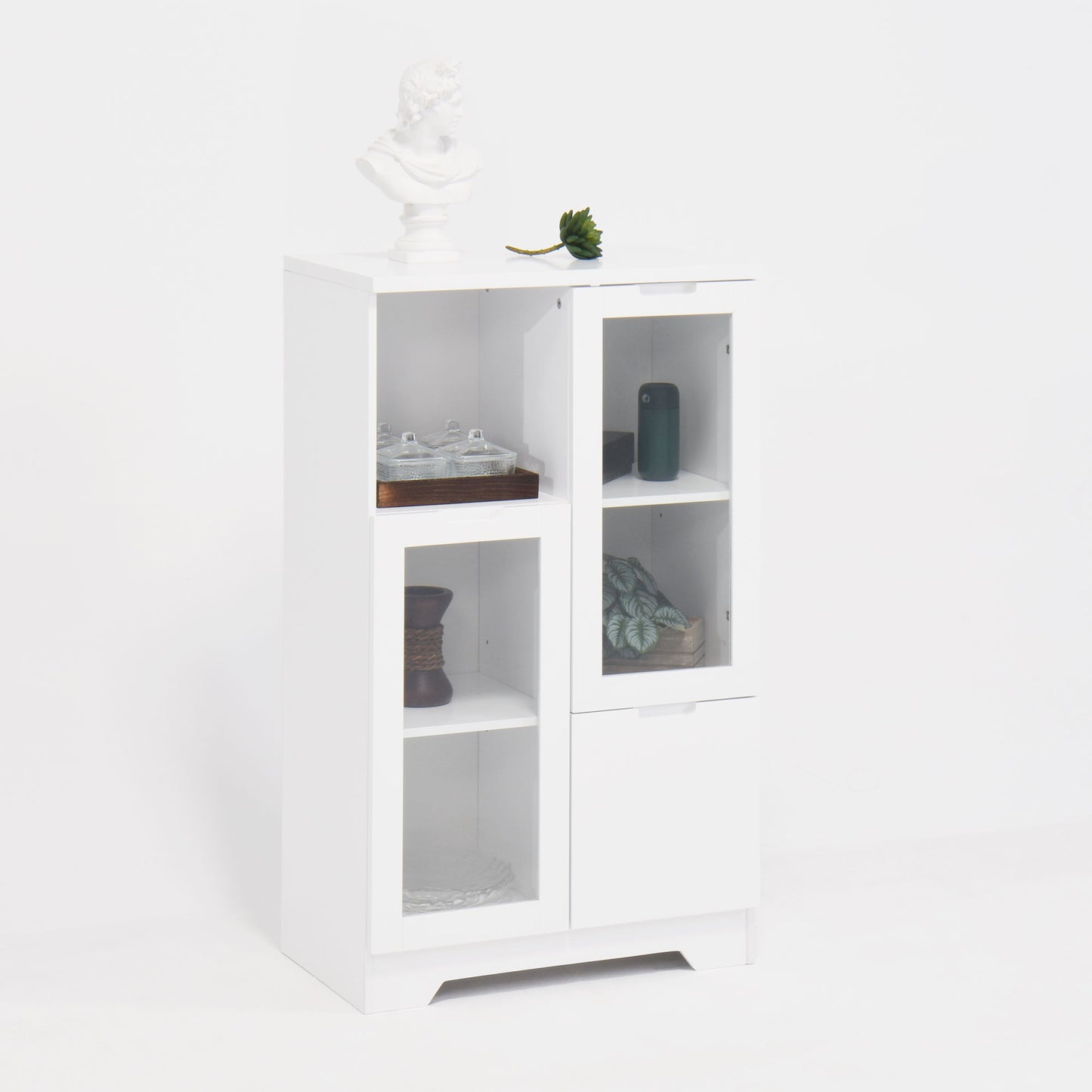 Modern Cabinet With Glass Doors And Drawer