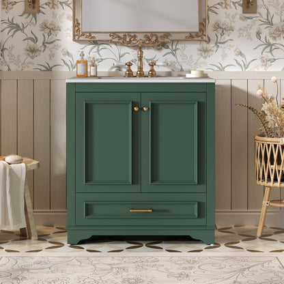 Bathroom Vanity With Sink, Cabinet & 2 Soft Closing Doors & Adjustable Shelf