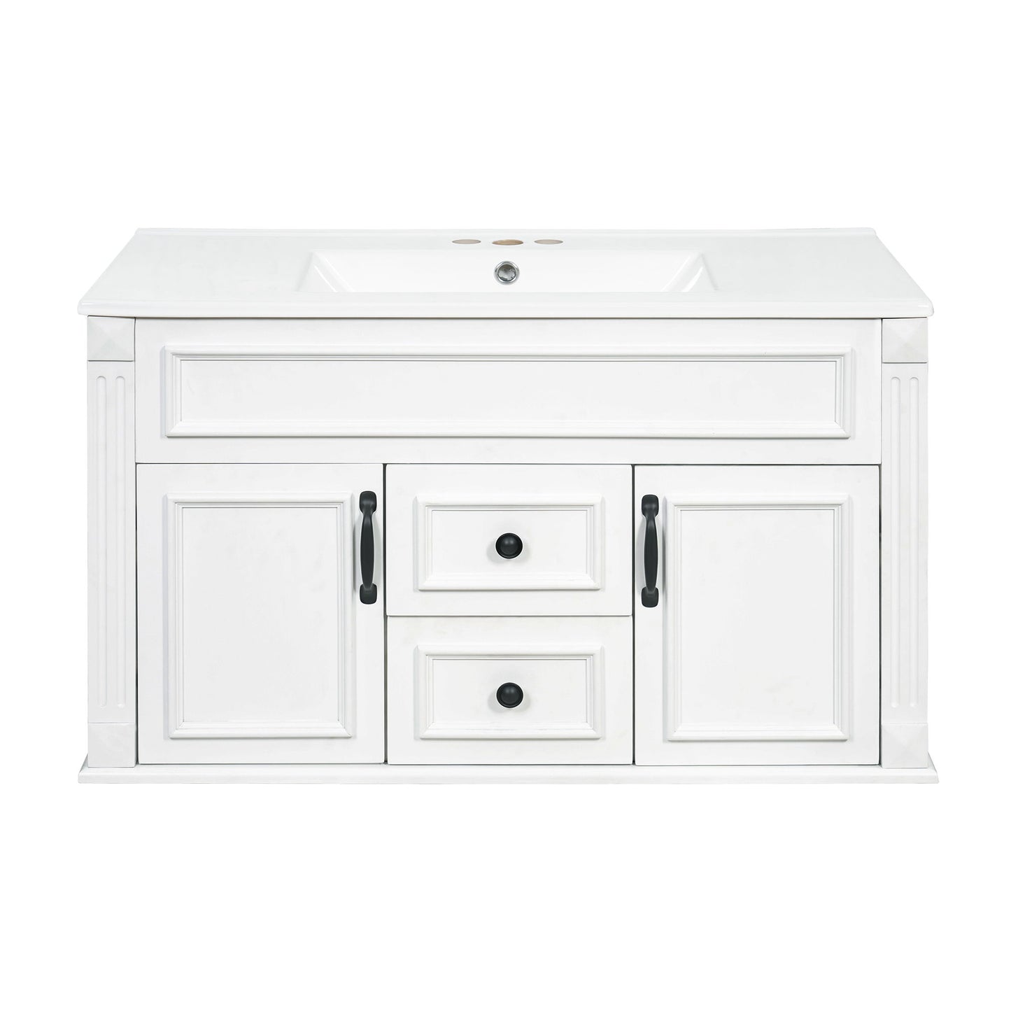 French Simple Style Wall Mounted Bathroom Cabinet With Sink