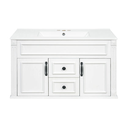 French Simple Style Wall Mounted Bathroom Cabinet With Sink