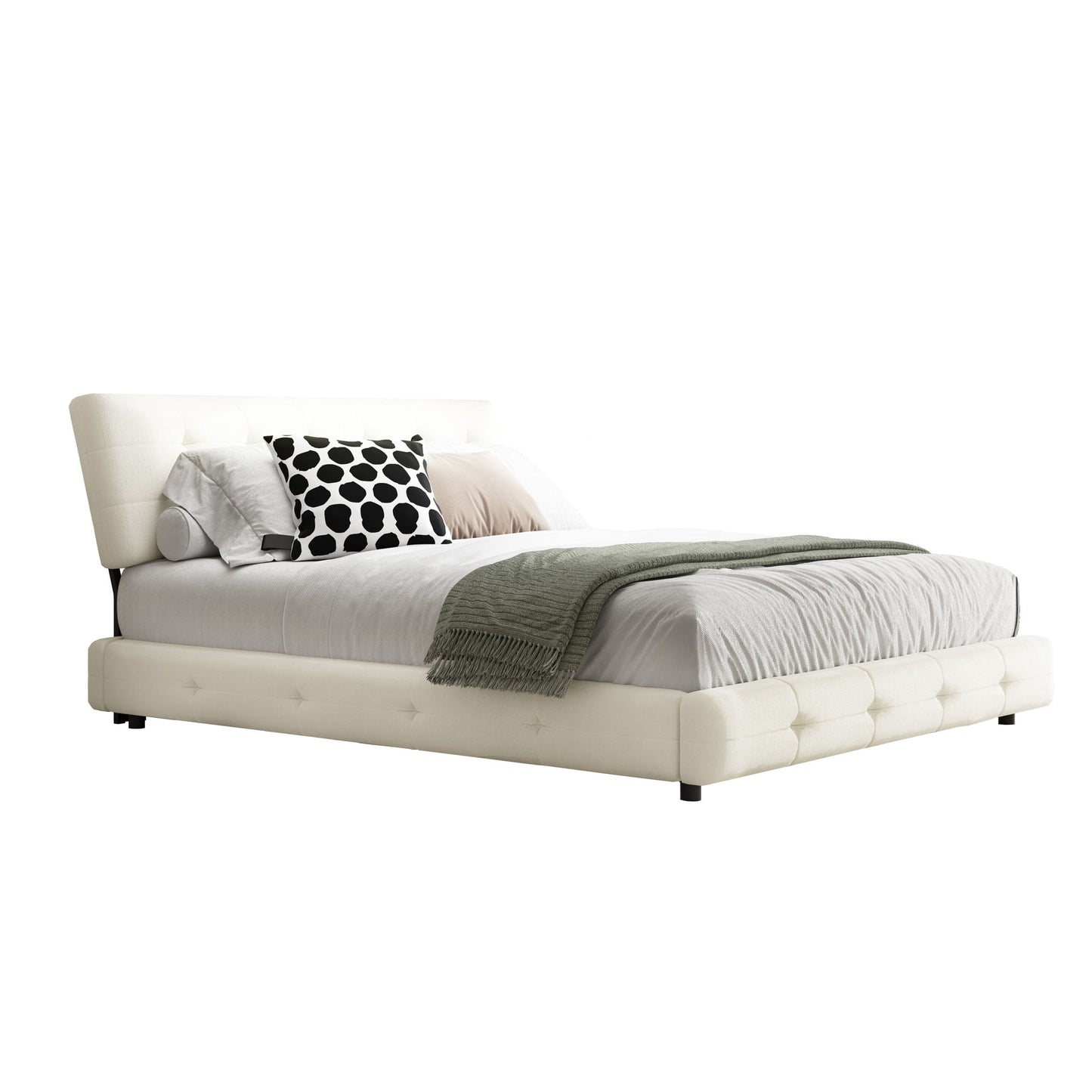 Tufted Headboard With Extra-Large Ultra-Soft Cloud Pillow Design