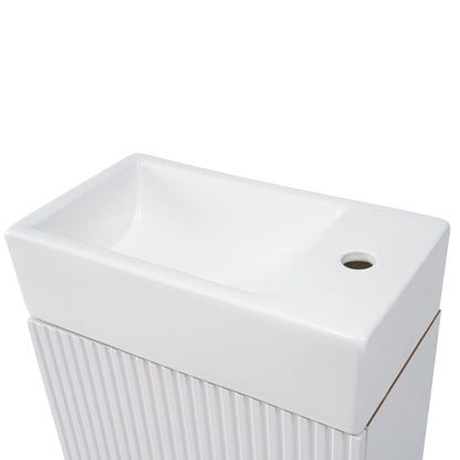 Modern Bathroom Vanity With Sink And 2 Tier Shelf