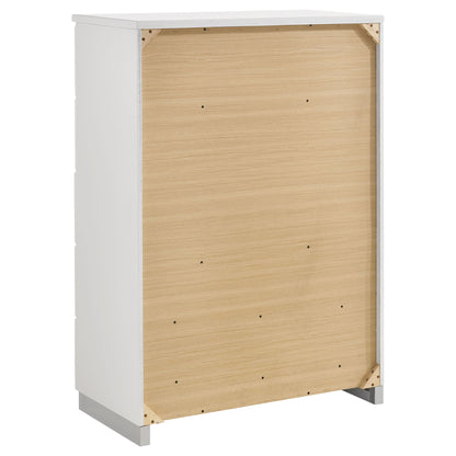 August - 6 Piece Queen Panel Bedroom Set With LED Lighting - White
