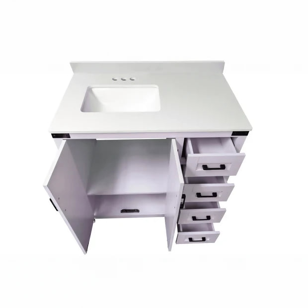 Salerno 36" W x 21.5" D x 33.5" H White Lilac Vanity with Cultured Marble Vanity Top and Mirror