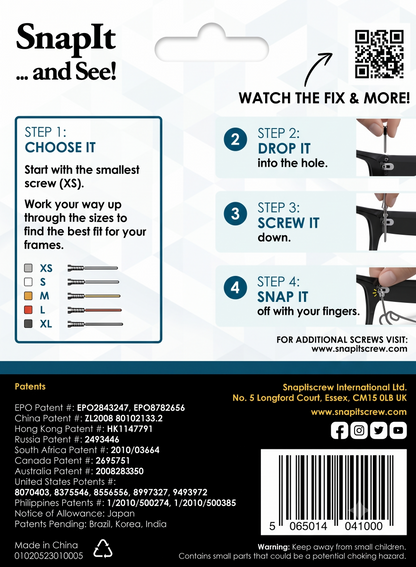 Snapitscrew Eyeglass Repair Kits & Attachable Case Pouch Bundle