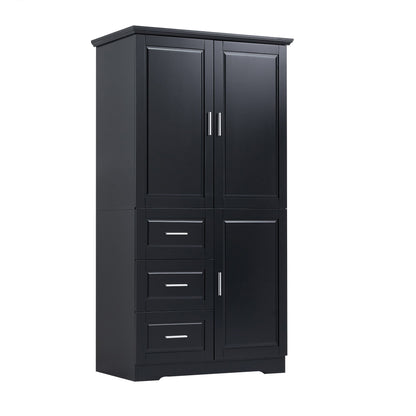 Tall And Wide Storage Cabinet With Doors, 3 Drawers
