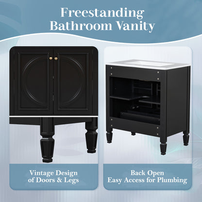 Bathroom Vanity With Sink With 2 Doors And Adjustable Shelf