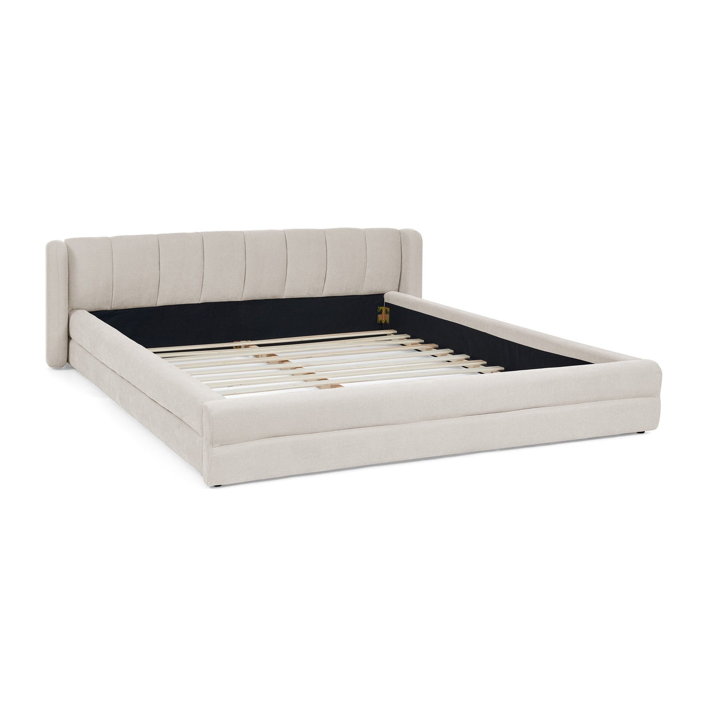 Modern Upholstered Bed Frame With Thick Fabric And Headboard