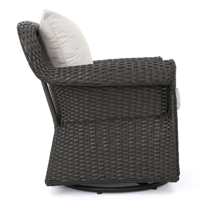 Amaya - Outdoor Swivel Rocker Chair With Water Resistant Cushions - Brown / Beige