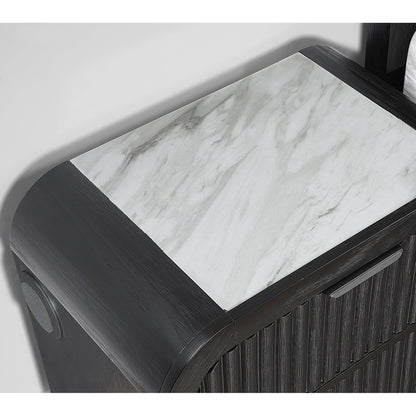 Beverly - Nightstand With Speakers, Rounded Sides - Black White