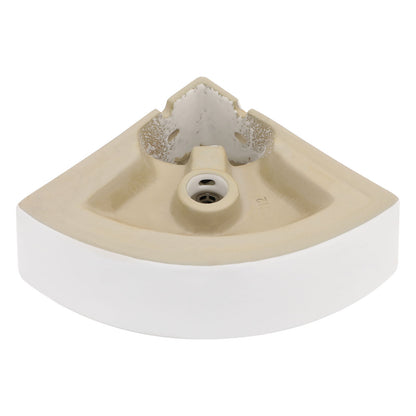 Triangle Porcelain Wall Mount Vessel Sink With Single Faucet Hole & Overflow - White