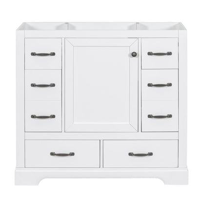 Modern Bathroom Vanity Base Only, 6 Drawer Storage With Adjustable Shelf