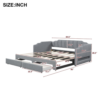 Extendable Daybed With LED Light And 2 Storage Drawers