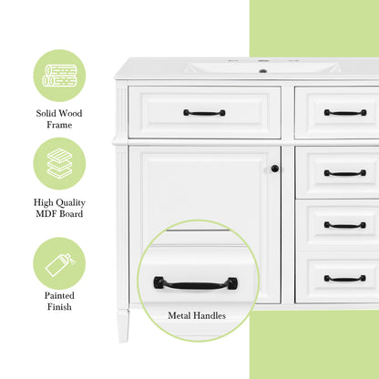 Modern Bathroom Vanity With Sink Top, Flip Drawer Design