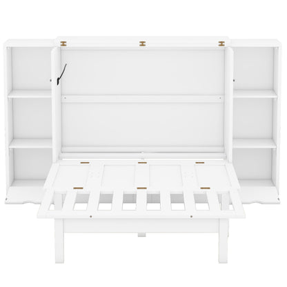 Murphy Bed With Shelves, Drawers And USB Ports