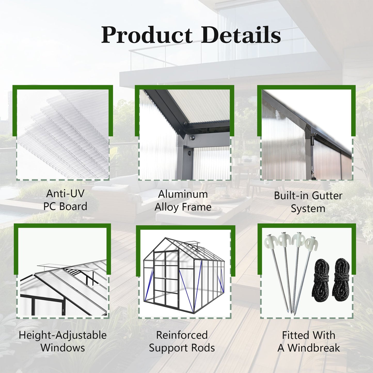 Gain Height Windproof Aluminum house With Raised Base