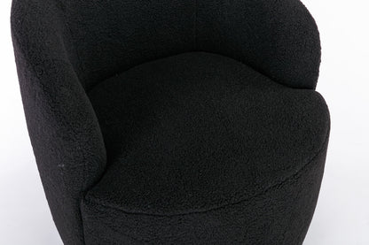 Teddy Fabric Swivel Accent Armchair Barrel Chair With Powder Coating Metal Ring