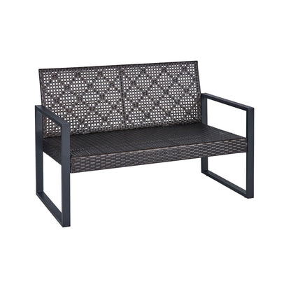 4 Piece Patio Furniture Set With Acacia Wood Table Top And Cushions