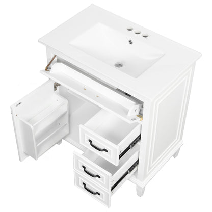 Bathroom Vanity With Sink Top, Flip Drawers, Adjustable Shelf