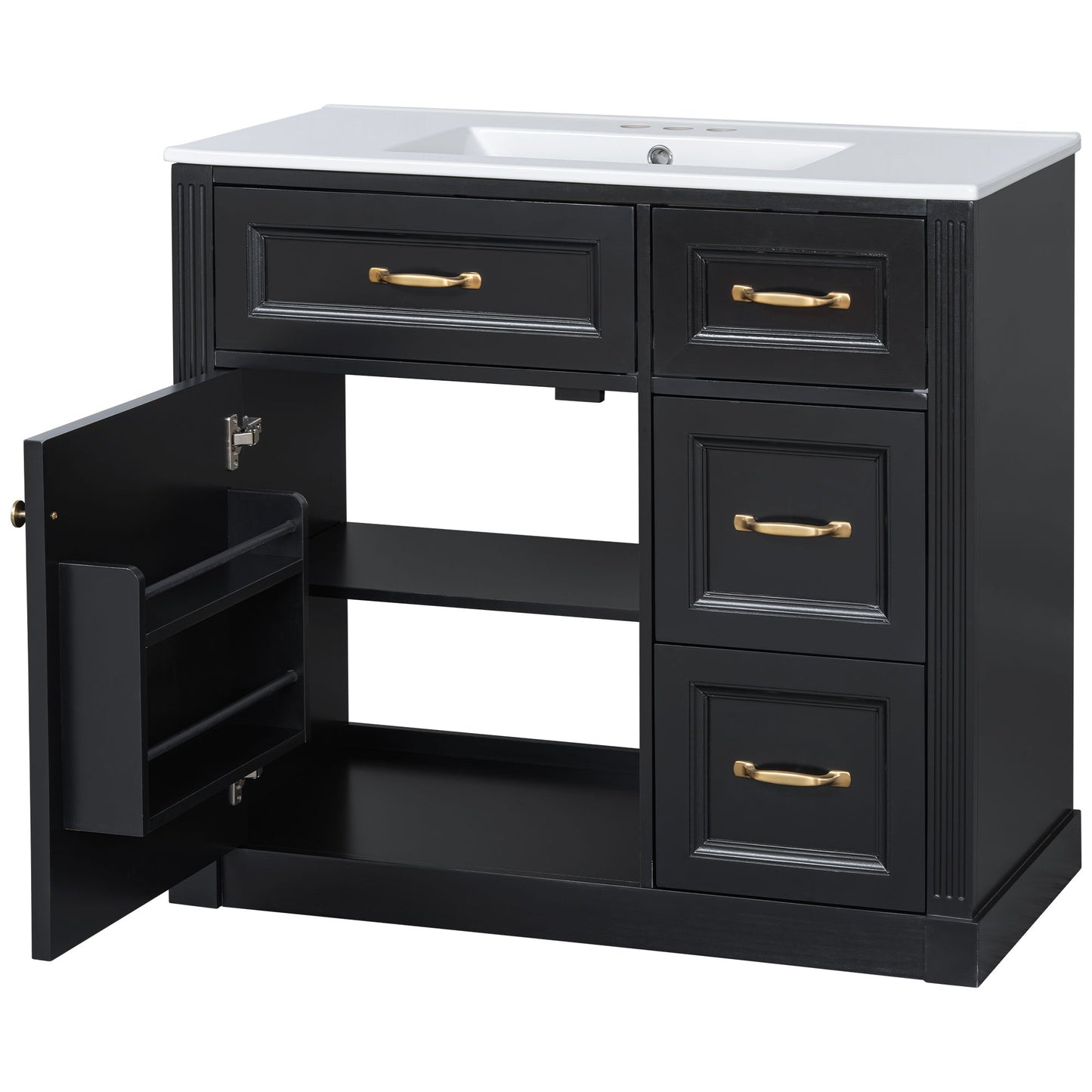 Modern Bathroom Vanity With Sink, 4 Drawers, Soft-Close Door, Adjustable Shelf