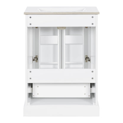 Bathroom Vanity With Sink, 1 Divided Drawer And 2 Soft Close Doors With Double Shelf