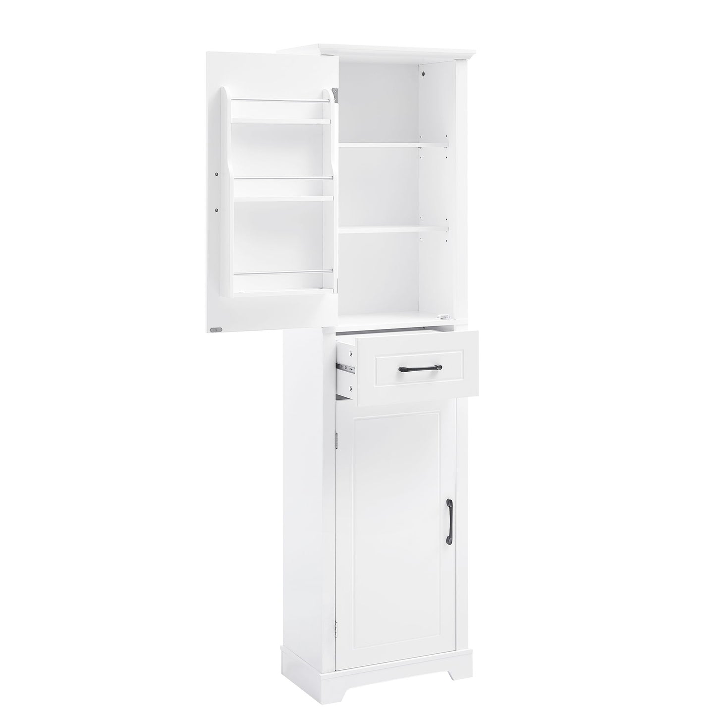 Tall Freestanding Bathroom Storage Cabinet With 2 Doors And Adjustable Shelves