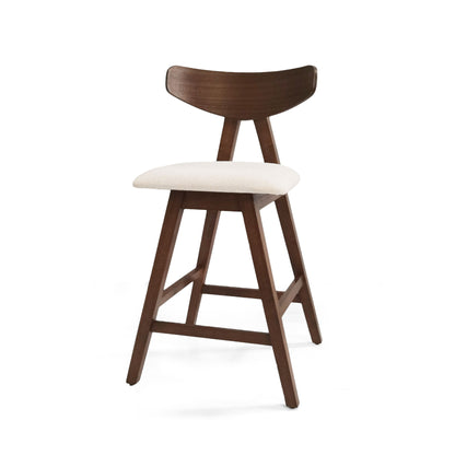 Mid Century Modern Counter Stool With V Shape Frame And Upholstered Seating
