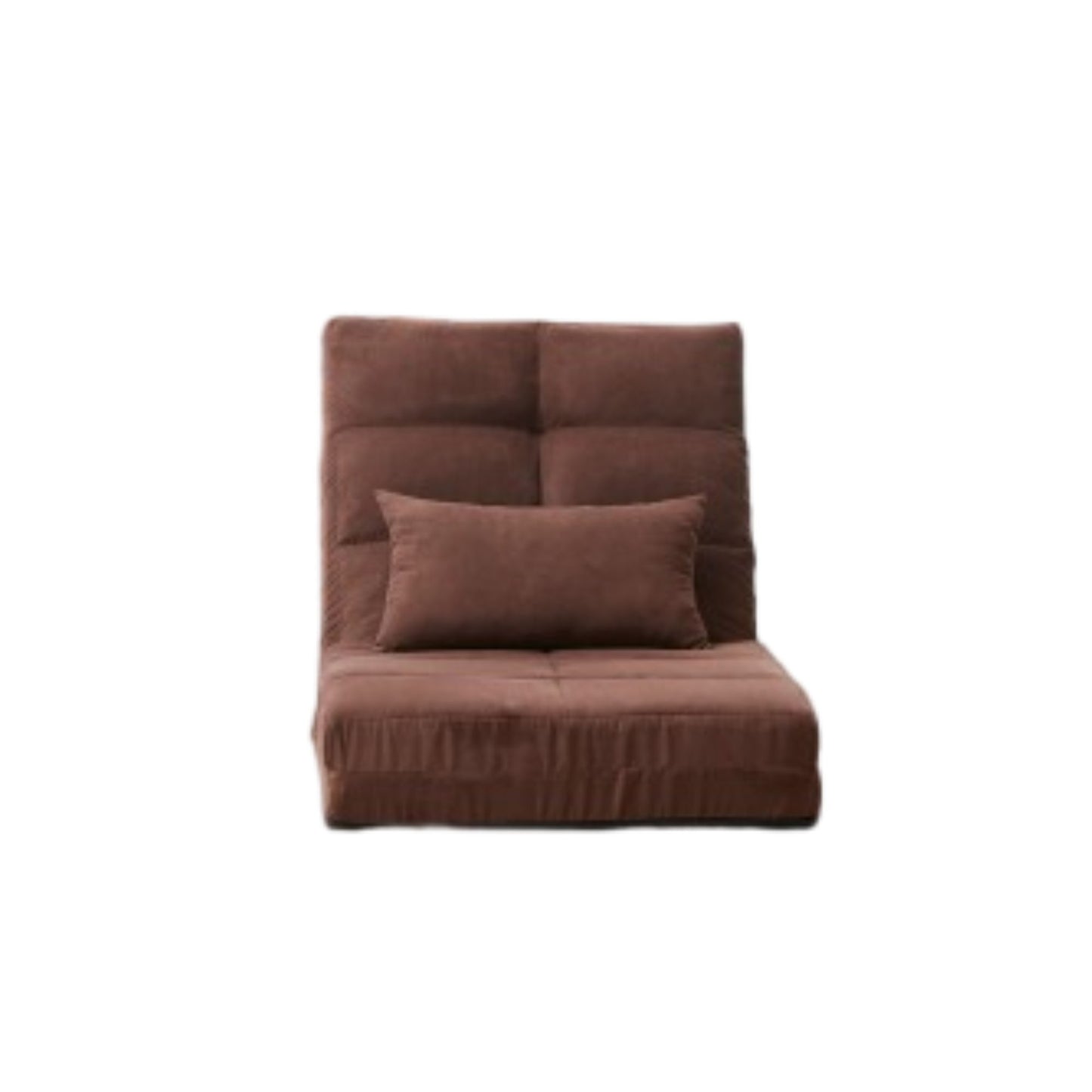 Modern Triple Fold Down Metal Frame Sofa Bed With 5 Reclining Positions And Pillow - Adjustable Upholstered Floor Couch For Gaming Or Guest Room - Brown