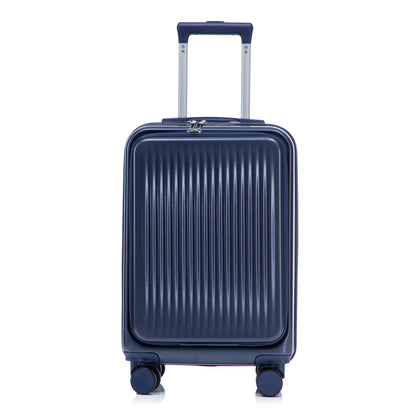 Luggage Set With Cosmetic Case, Combination Lock, Front Opening Design