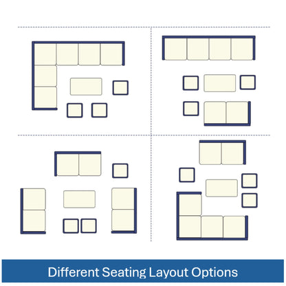 7 Piece Outdoor Dining Set With Cushions, Modular Sectional Sofa And Table