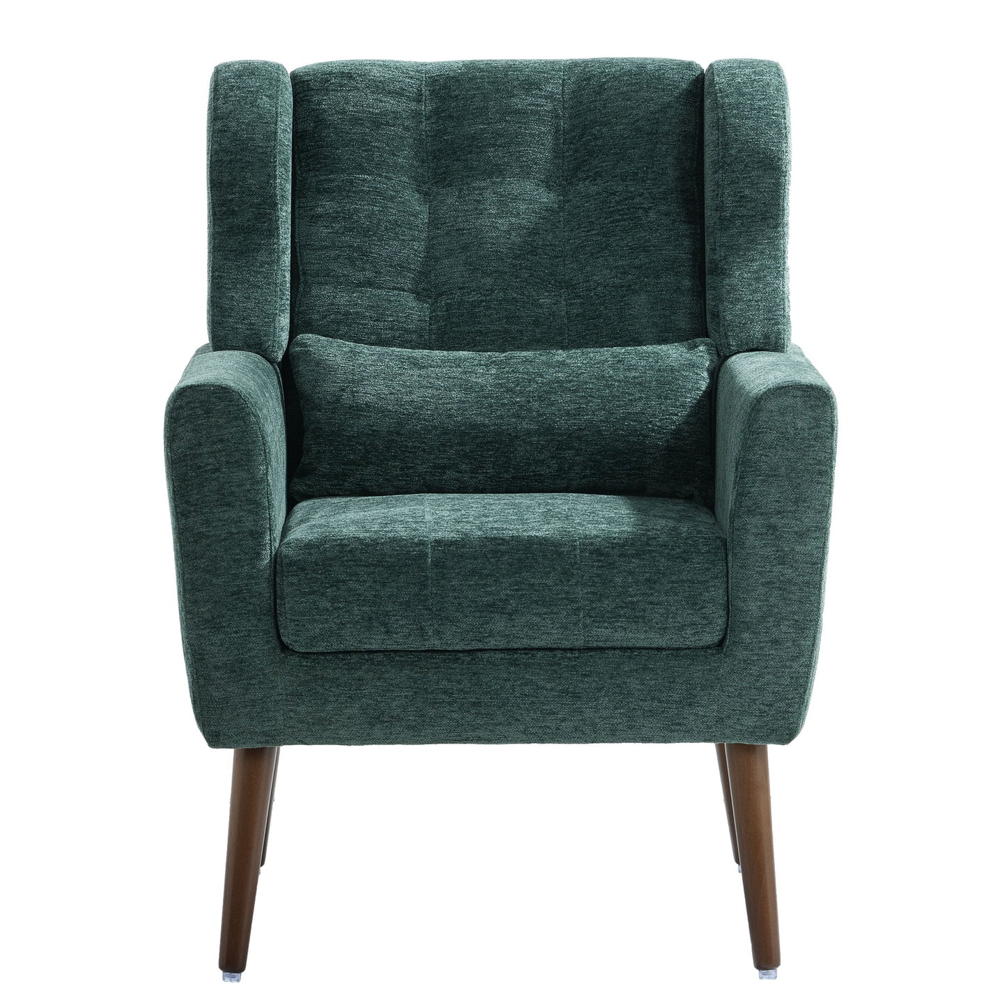 Modern Accent Chair, Arm Chairs For Living Room, Upholstered Mordern Armchair, Comfy Soft Padded Lounge Chair In Small Space, Bedroom, With Pillow, Solid Wood Leg
