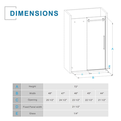 Frameless Tub Sliding Shower Door With Easy Clean Coating