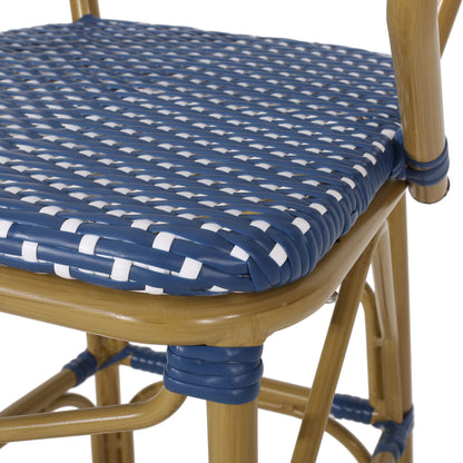 Outdoor Wicker And Aluminum French Barstools (Set of 2)
