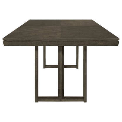 Glenmoor - Rectangular Dining Table With Geometric Double Pedestal Base - Dark Gray