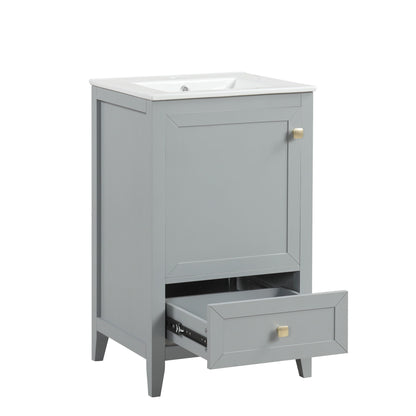 Bathroom Vanity With Sink, Soft Closing Cabinet Door, Storage Rack And Drawer