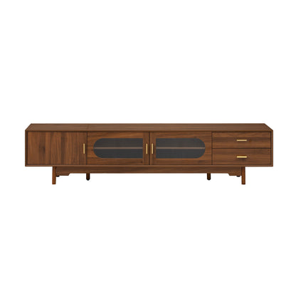 Modern TV Stand With Fluted Glass Doors & 2 Drawers